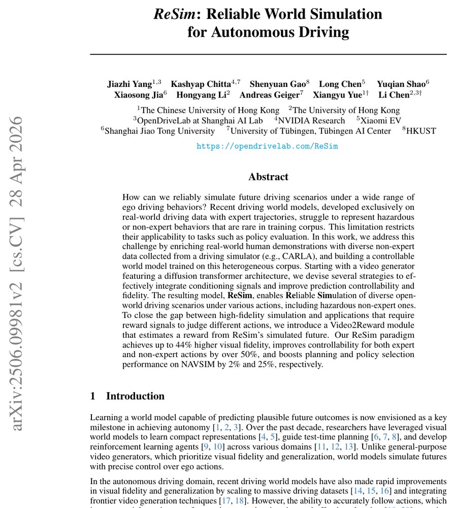 ReSim: Reliable World Simulation for Autonomous Driving Figure 1
