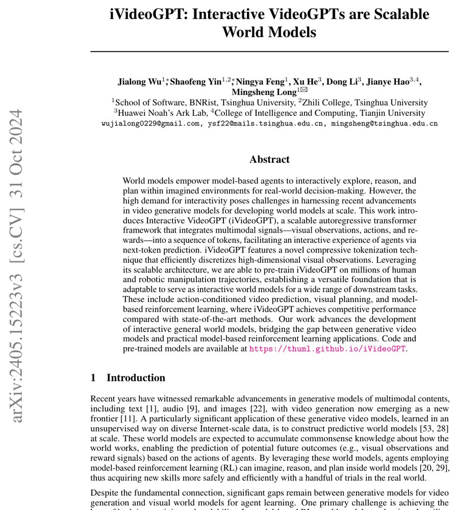 iVideoGPT: Interactive VideoGPTs are Scalable World Models Figure 1