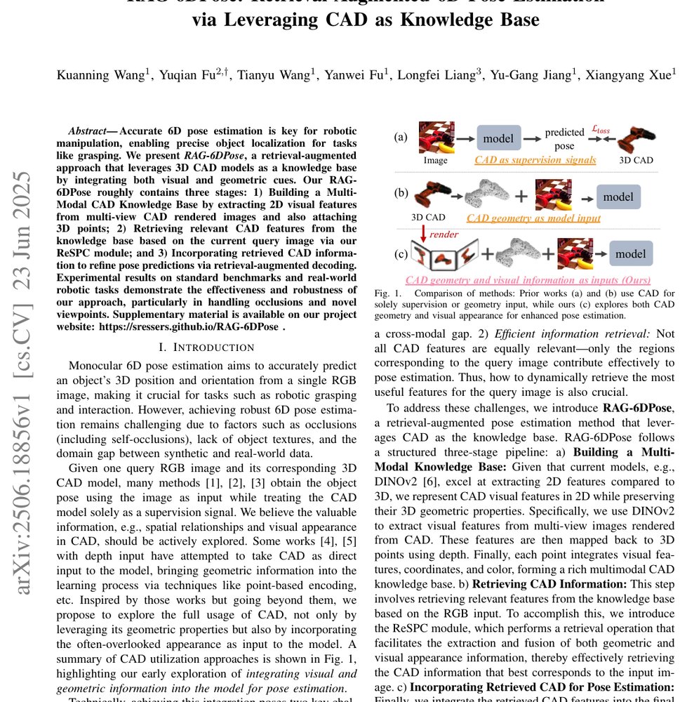 RAG-6DPose: Retrieval-Augmented 6D Pose Estimation via Leveraging CAD as Knowledge Base Figure 1