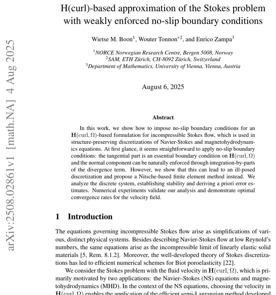 H(curl)-based approximation of the Stokes problem with weakly enforced no-slip boundary conditions Figure 1