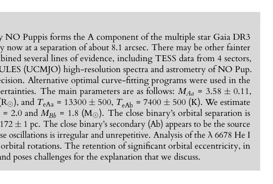 Absolute Parameters of Young Stars: NO Puppis Figure 1
