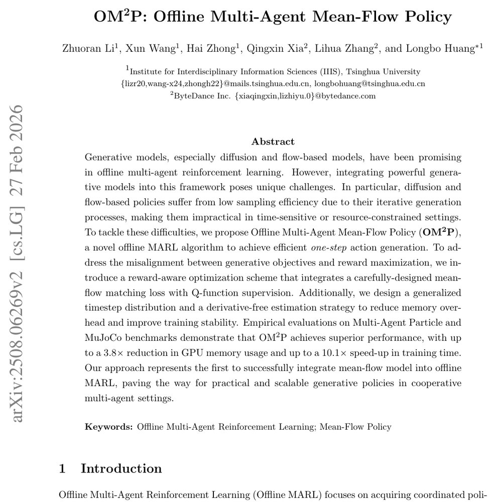 OM2P: Offline Multi-Agent Mean-Flow Policy Figure 1