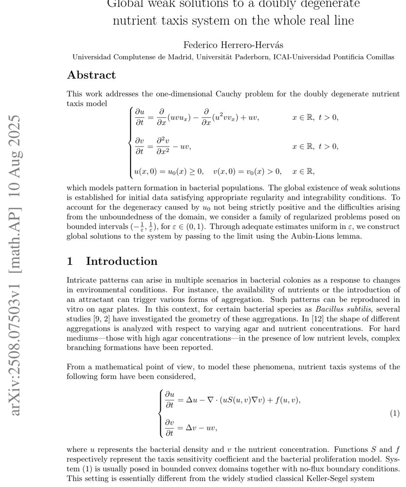 Global weak solutions to a doubly degenerate nutrient taxis system on the whole real line Figure 1