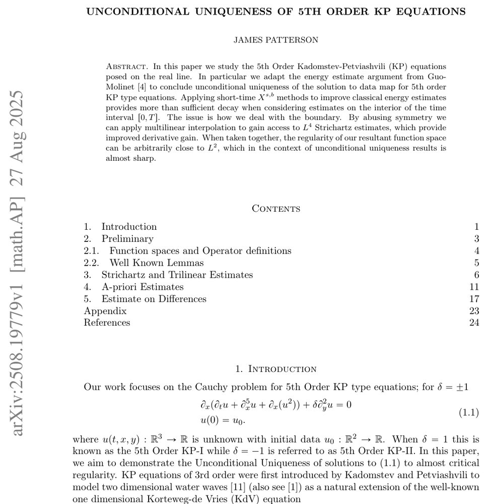 Unconditional Uniqueness of 5th Order KP Equations Figure 1