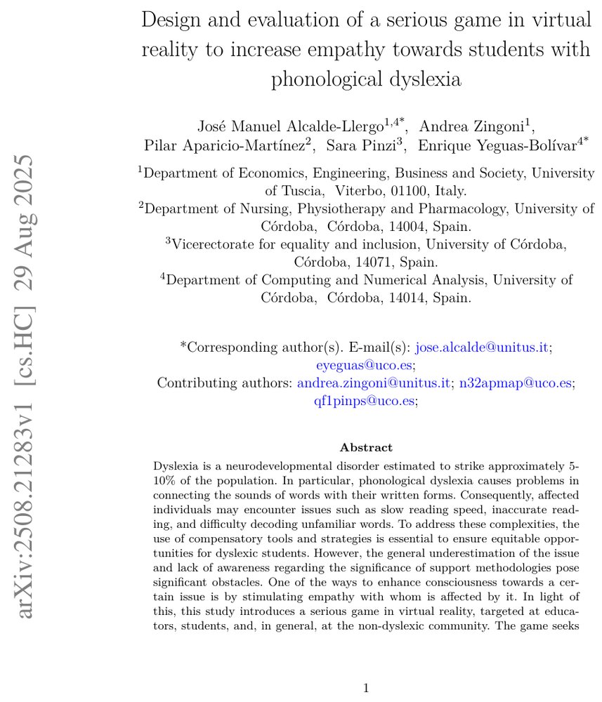 Design and evaluation of a serious game in virtual reality to increase empathy towards students with phonological dyslexia Figure 1