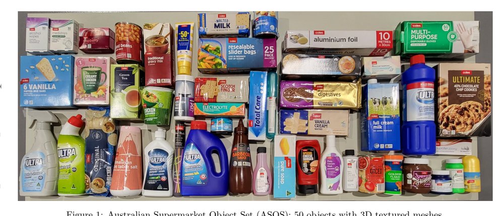 Australian Supermarket Object Set (ASOS): A Benchmark Dataset of Physical Objects and 3D Models for Robotics and Computer Vision Figure 1