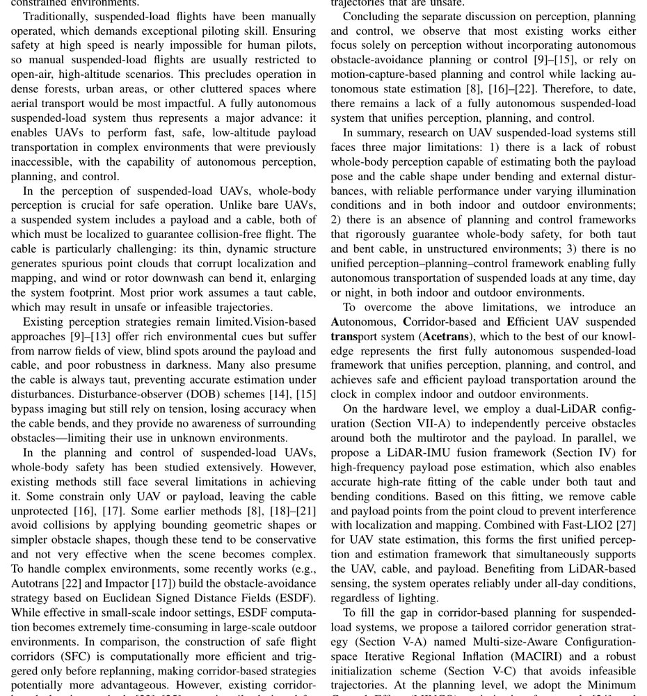 Acetrans: An Autonomous Corridor-Based and Efficient UAV Suspended Transport System Figure 1