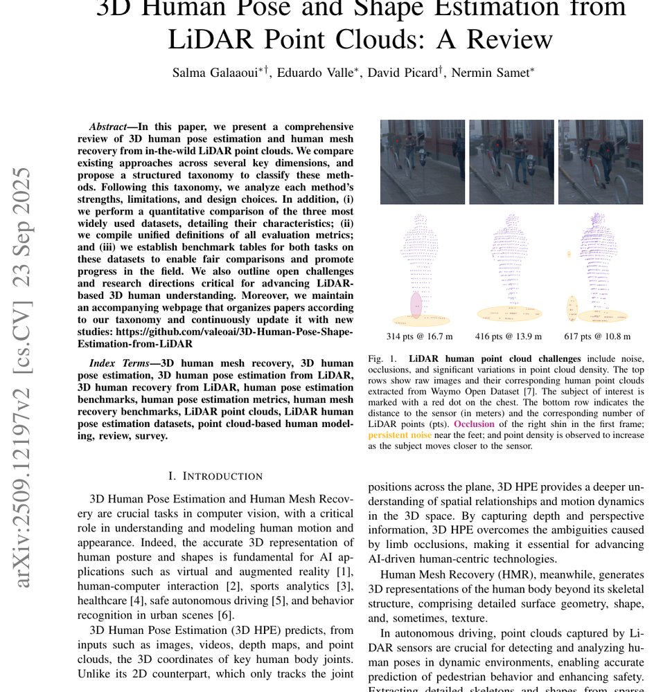 3D Human Pose and Shape Estimation from LiDAR Point Clouds: A Review Figure 1
