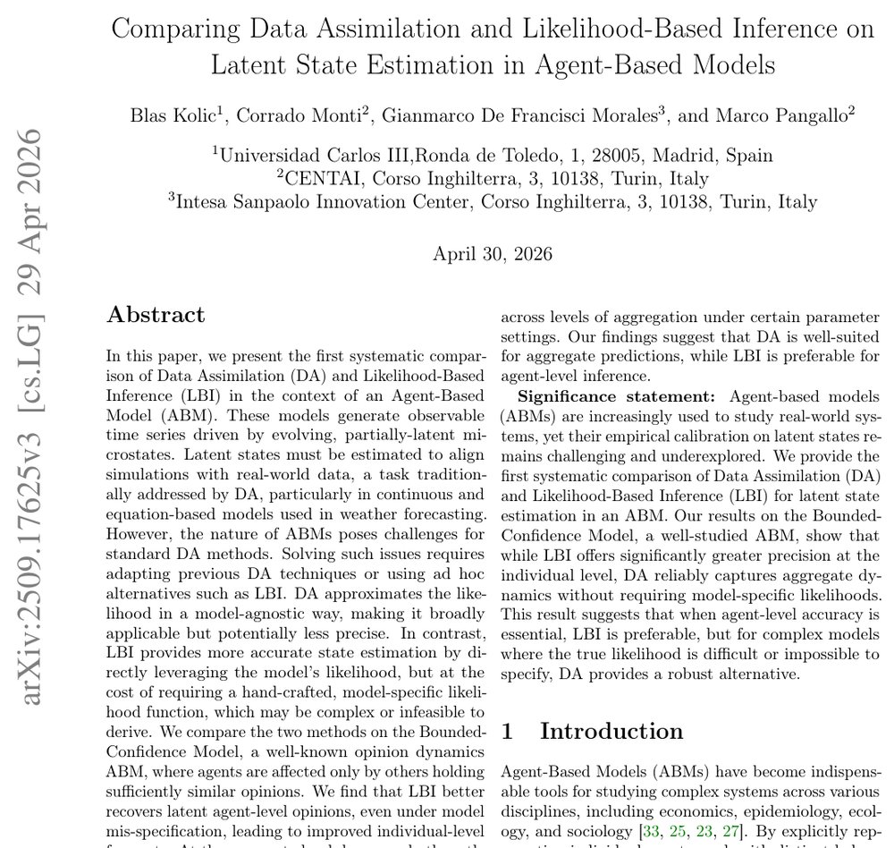 Comparing Data Assimilation and Likelihood-Based Inference on Latent State Estimation in Agent-Based Models Figure 1