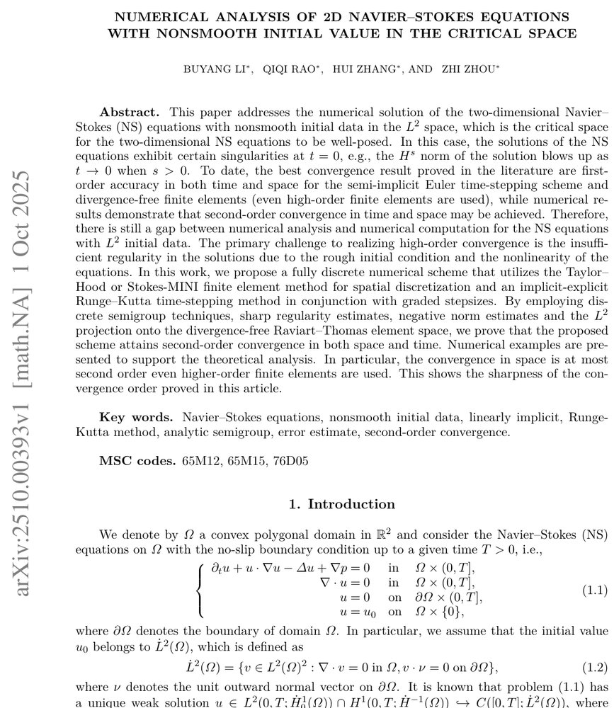Numerical analysis of 2D Navier--Stokes equations with nonsmooth initial value in the critical space Figure 1