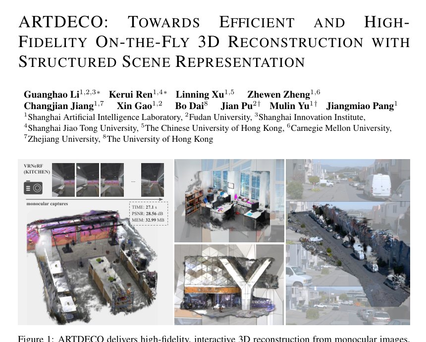 ARTDECO: Towards Efficient and High-Fidelity On-the-Fly 3D Reconstruction with Structured Scene Representation Figure 1