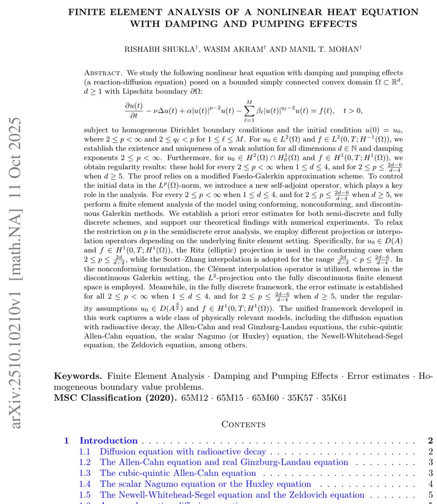 Finite element analysis of a nonlinear heat Equation with damping and pumping effects Figure 1