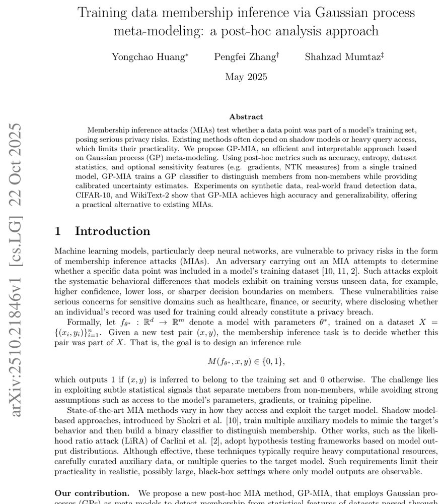 Training data membership inference via Gaussian process meta-modeling: a post-hoc analysis approach Figure 1