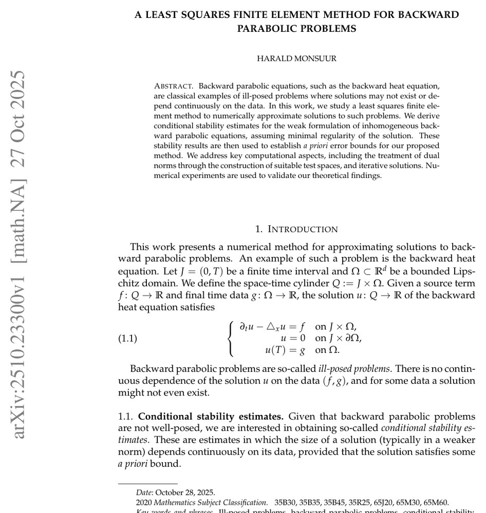 A least squares finite element method for backward parabolic problems Figure 1