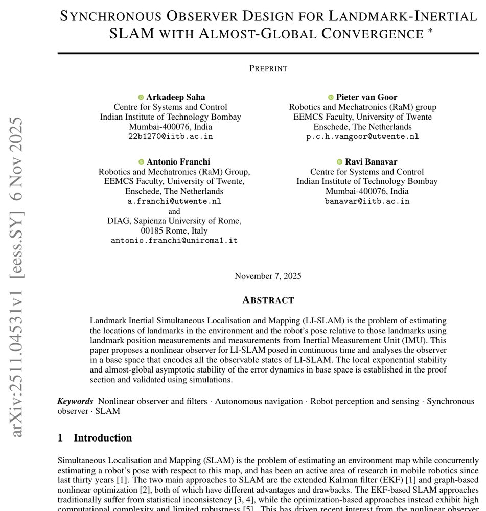 Synchronous Observer Design for Landmark-Inertial SLAM with Almost-Global Convergence Figure 1