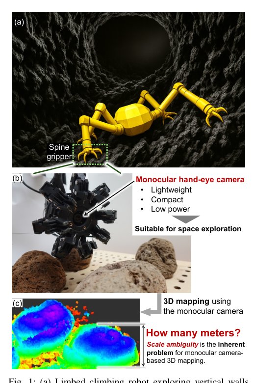 3D Mapping Using a Lightweight and Low-Power Monocular Camera Embedded inside a Gripper of Limbed Climbing Robots Figure 1