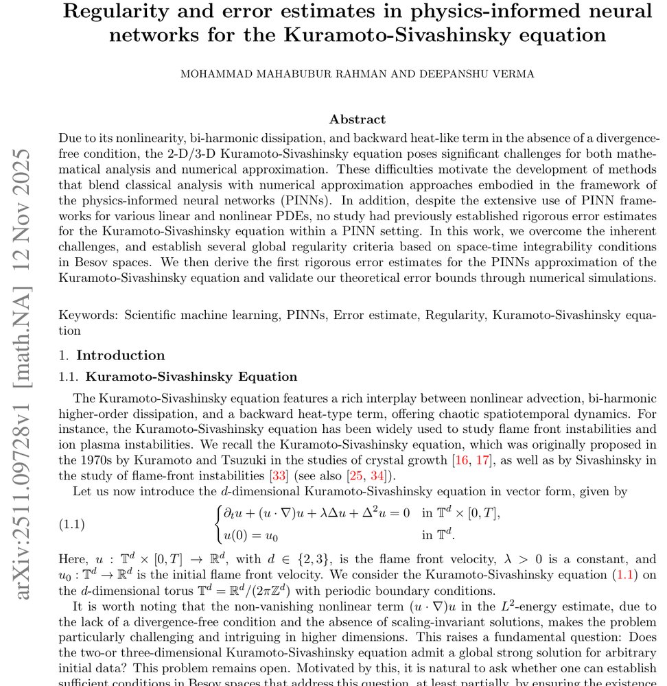 Regularity and error estimates in physics-informed neural networks for the Kuramoto-Sivashinsky equation Figure 1