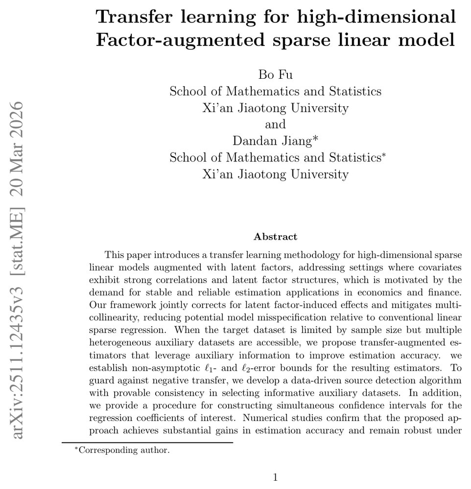 Transfer learning for high-dimensional Factor-augmented sparse linear model Figure 1