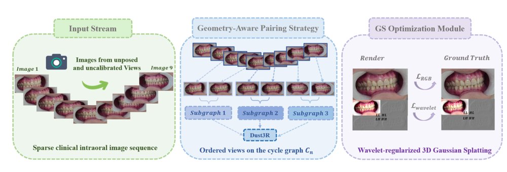Dental3R: Geometry-Aware Pairing for Intraoral 3D Reconstruction from Sparse-View Photographs Figure 1