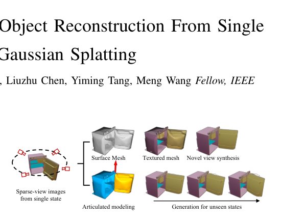 SPAGS: Sparse-View Articulated Object Reconstruction from Single State via Planar Gaussian Splatting Figure 1