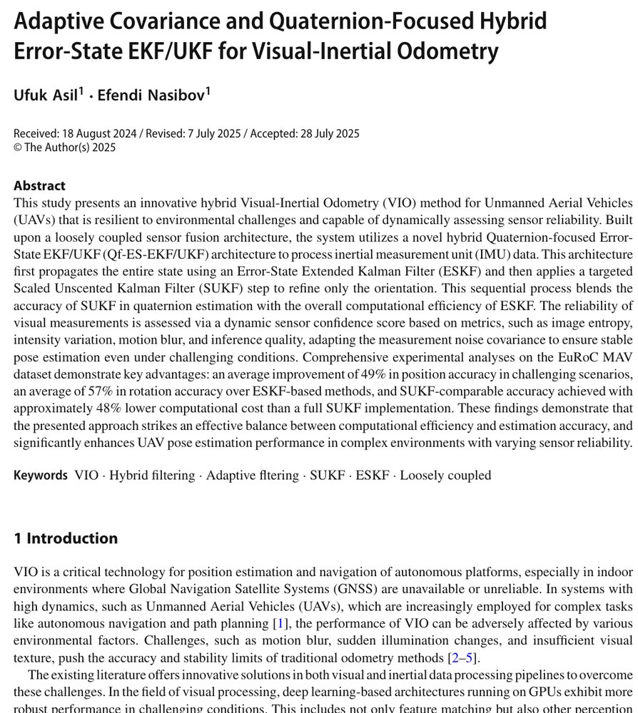 Adaptive Covariance and Quaternion-Focused Hybrid Error-State EKF/UKF for Visual-Inertial Odometry Figure 1