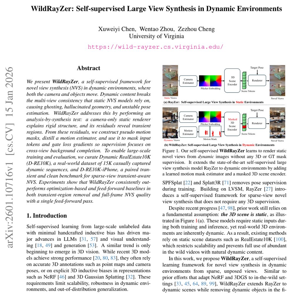 WildRayZer: Self-supervised Large View Synthesis in Dynamic Environments Figure 1