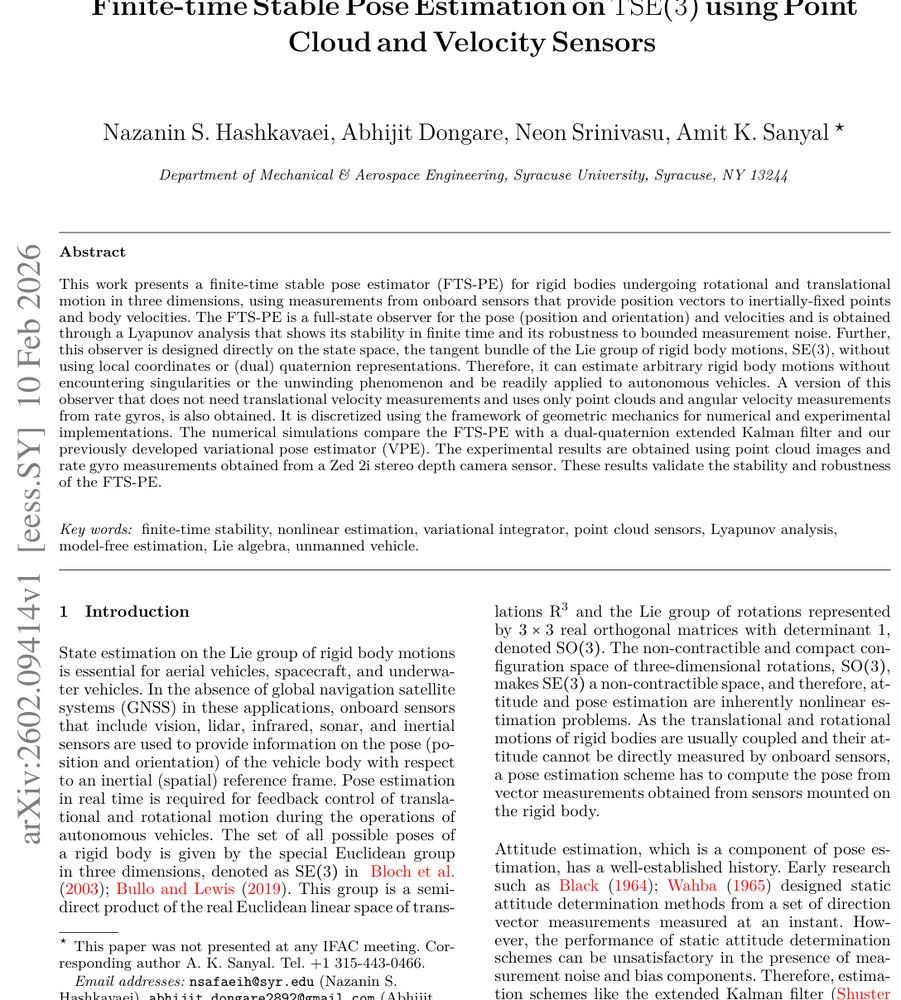 Finite-time Stable Pose Estimation on TSE(3) using Point Cloud and Velocity Sensors Figure 1