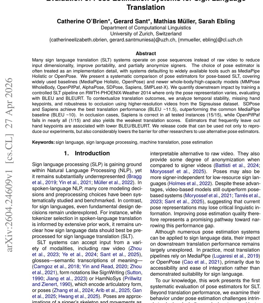 Evaluation of Pose Estimation Systems for Sign Language Translation Figure 1