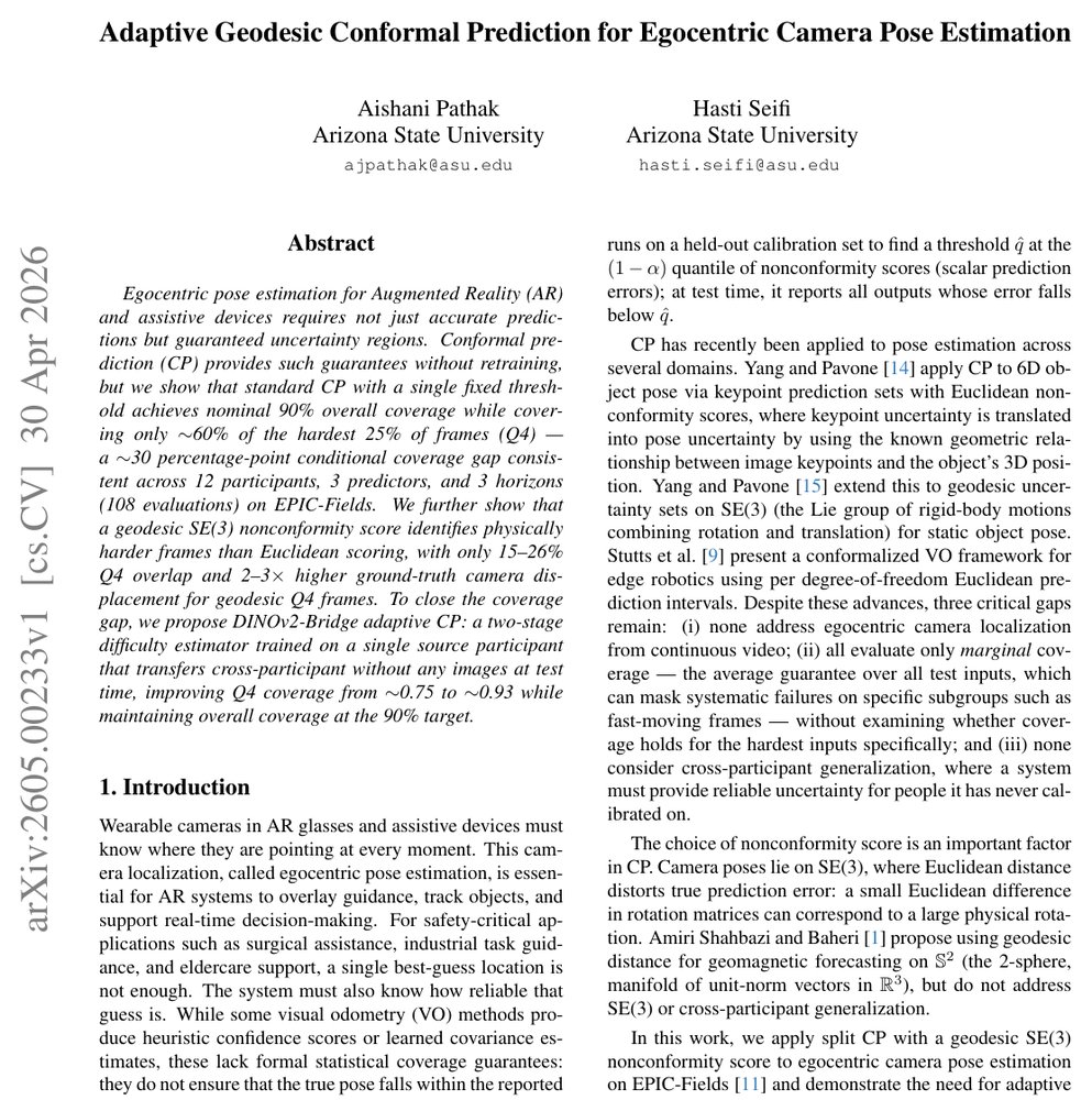 Adaptive Geodesic Conformal Prediction for Egocentric Camera Pose Estimation Figure 1