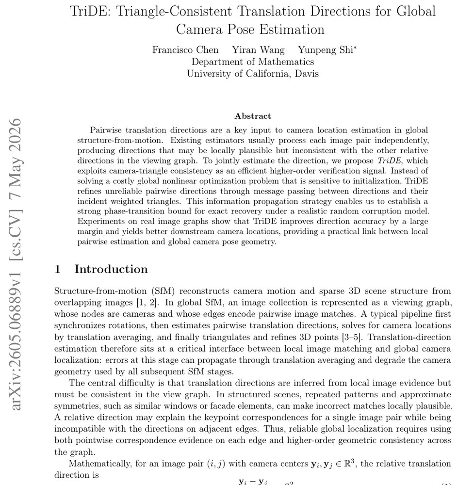 TriDE: Triangle-Consistent Translation Directions for Global Camera Pose Estimation Figure 1
