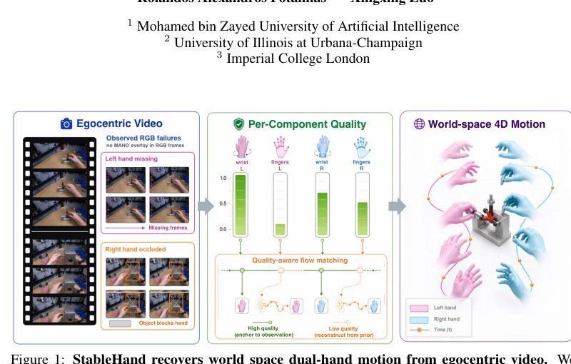 StableHand: Quality-Aware Flow Matching for World-Space Dual-Hand Motion Estimation from Egocentric Video Figure 1