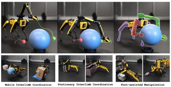 Versatile Loco-Manipulation through Flexible Interlimb Coordination