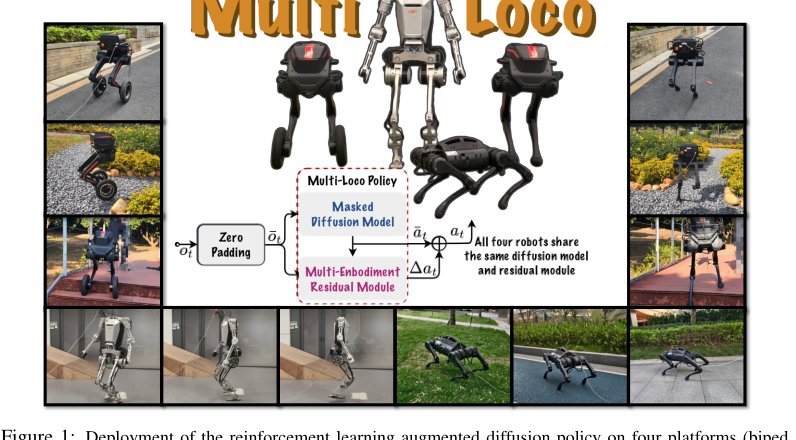 Multi-Loco: Unifying Multi-Embodiment Legged Locomotion via Reinforcement Learning Augmented Diffusion