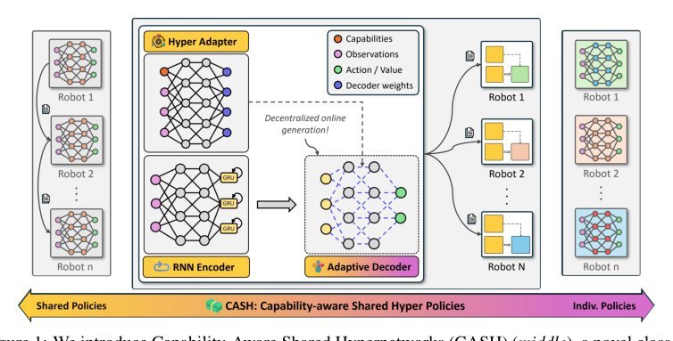 Capability-Aware Shared Hypernetworks for Flexible Heterogeneous Multi-Robot Coordination