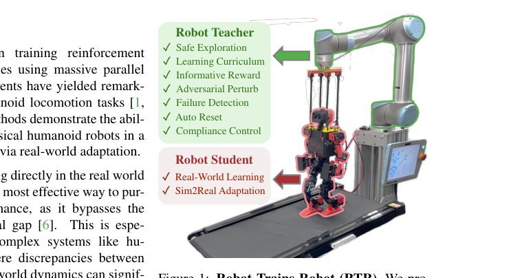 Robot Trains Robot: Automatic Real-World Policy Adaptation and Learning for Humanoids