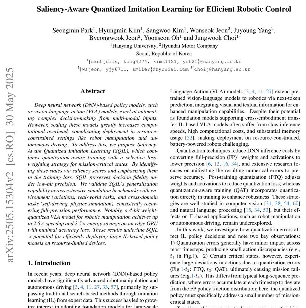 Saliency-Aware Quantized Imitation Learning for Efficient Robotic Control Figure 1