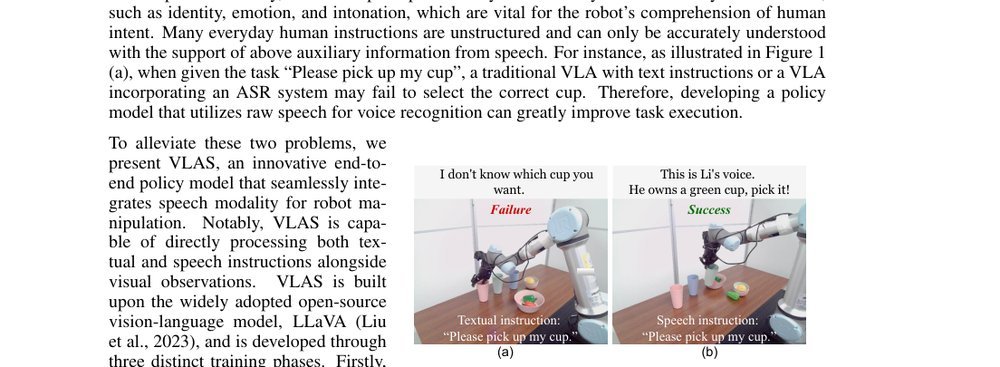 VLAS: Vision-Language-Action Model With Speech Instructions For Customized Robot Manipulation figure