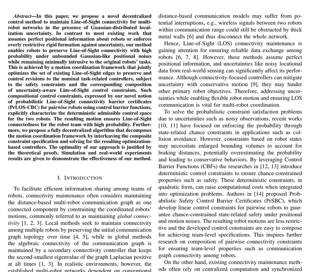 Decentralized Multi-Robot Line-of-Sight Connectivity Maintenance under Uncertainty figure