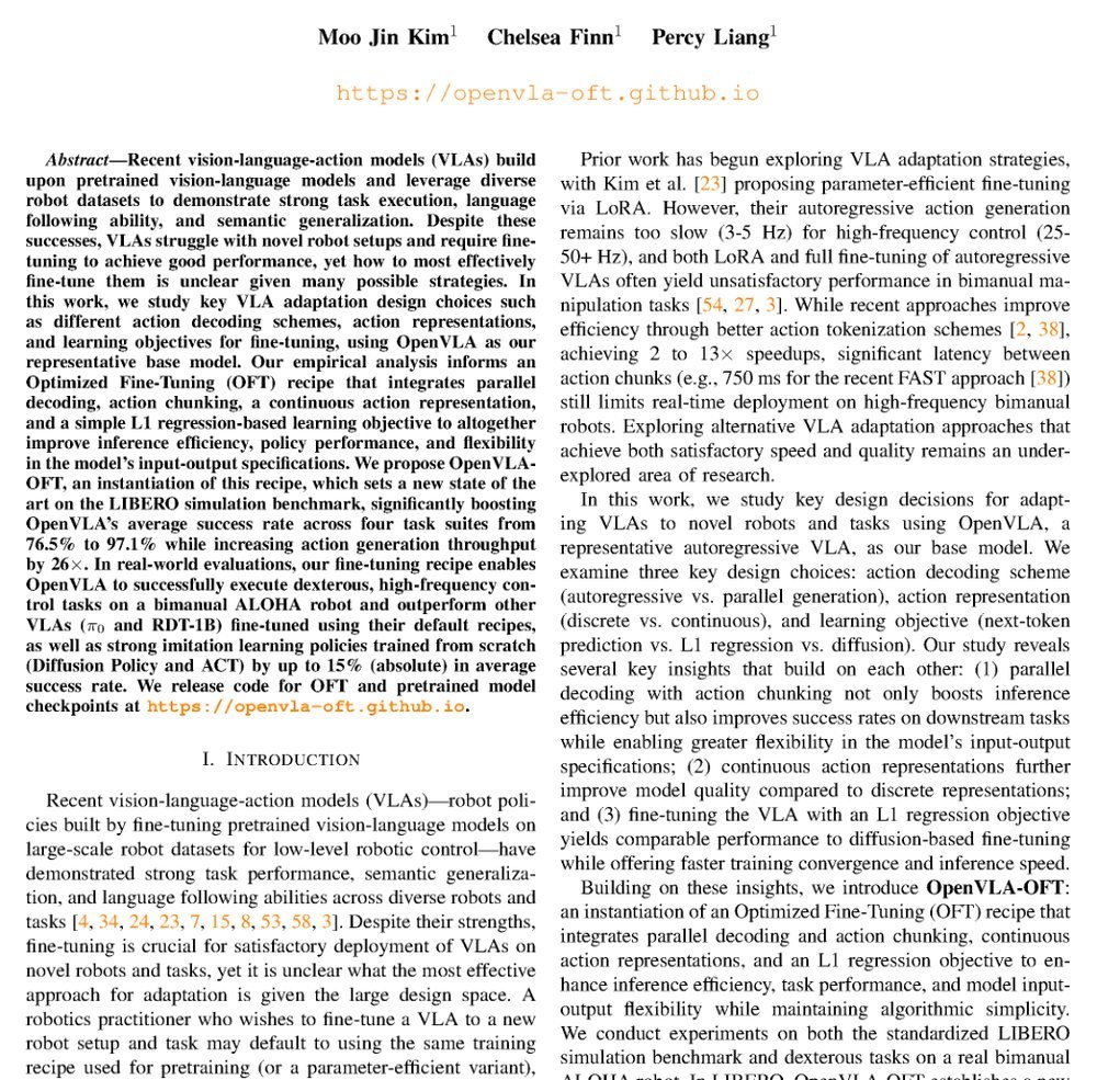Fine-Tuning Vision-Language-Action Models: Optimizing Speed and Success figure