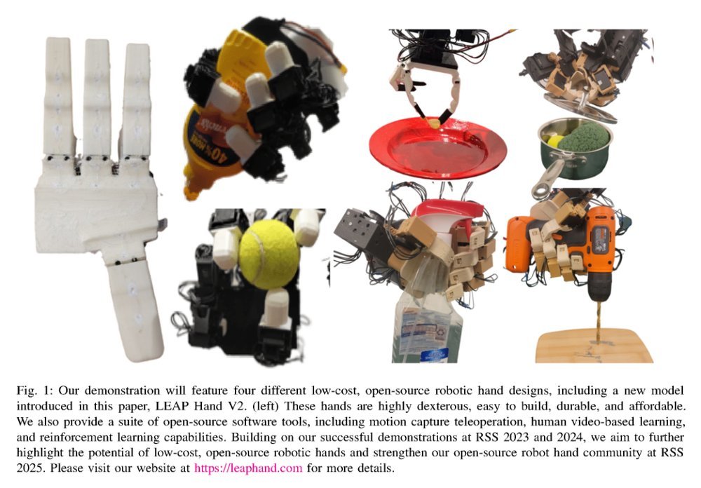 Demonstrating LEAP Hand v2: Low-Cost, Easy-to-Assemble, High-Performance Hand for Robot Learning figure
