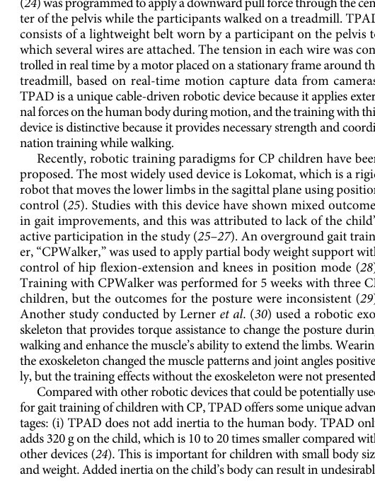 Robot-driven downward pelvic pull to improve crouch gait in children with cerebral palsy Figure 1