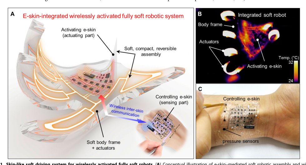 Electronic skins for soft, compact, reversible assembly of wirelessly activated fully soft robots Figure 1