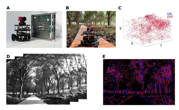 Neuromorphic sequence learning with an event camera on routes through vegetation Figure 1