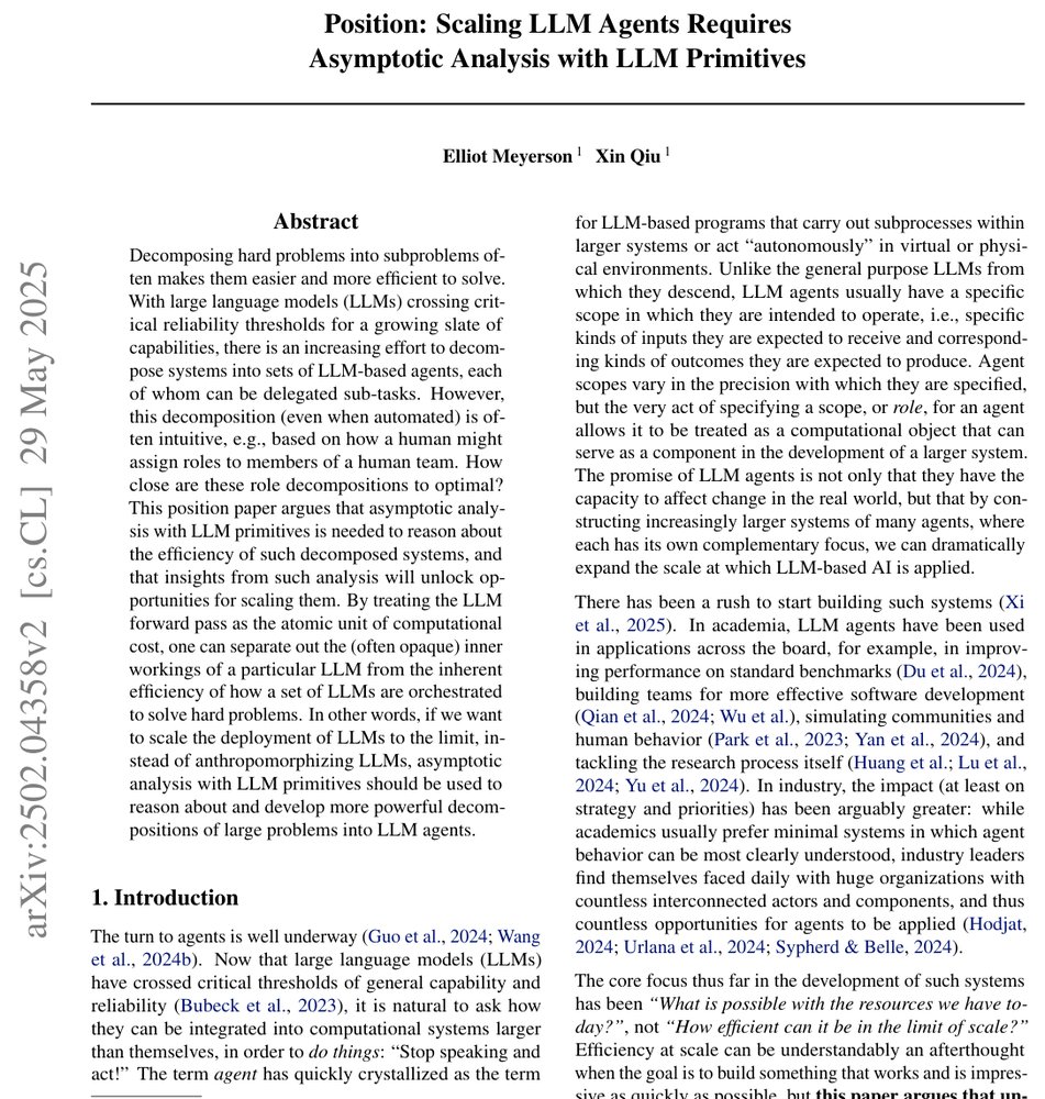 Position: Scaling LLM Agents Requires Asymptotic Analysis with LLM Primitives Figure 1