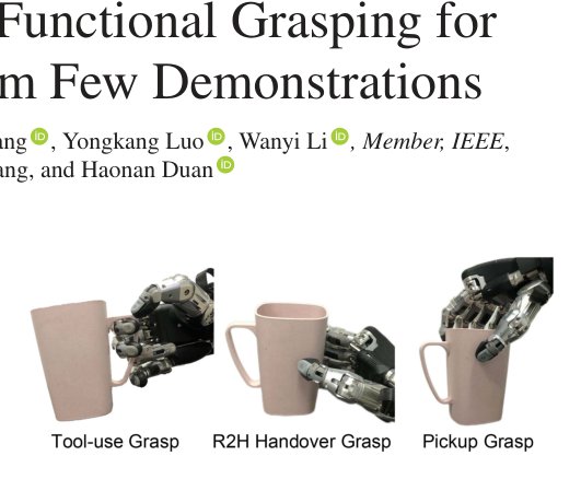 Learning Human-Like Functional Grasping for Multifinger Hands From Few Demonstrations Figure 1