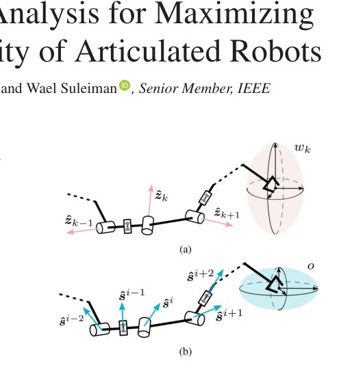 Sensor Observability Analysis for Maximizing Task-Space Observability of Articulated Robots Figure 1