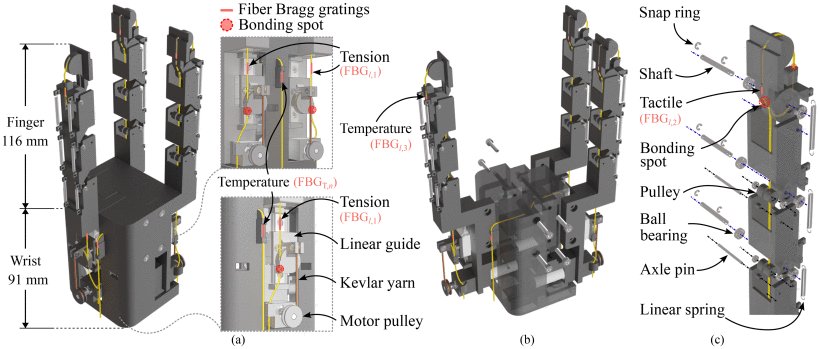 A Multifingered Robotic Hand With Fiber-Optic Force and Tactile Sensing for Remote Manipulation Figure 1